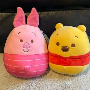 Squishmallow-Style Piglet & Pooh Plush Duo - Pink & Yellow